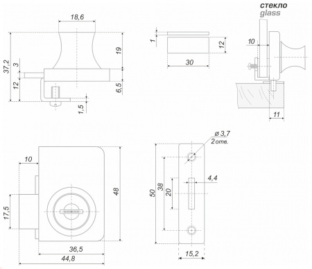 замок мебельный z258gp.2/18 (золото полированное), д/стеклянных дверей купить в липецке